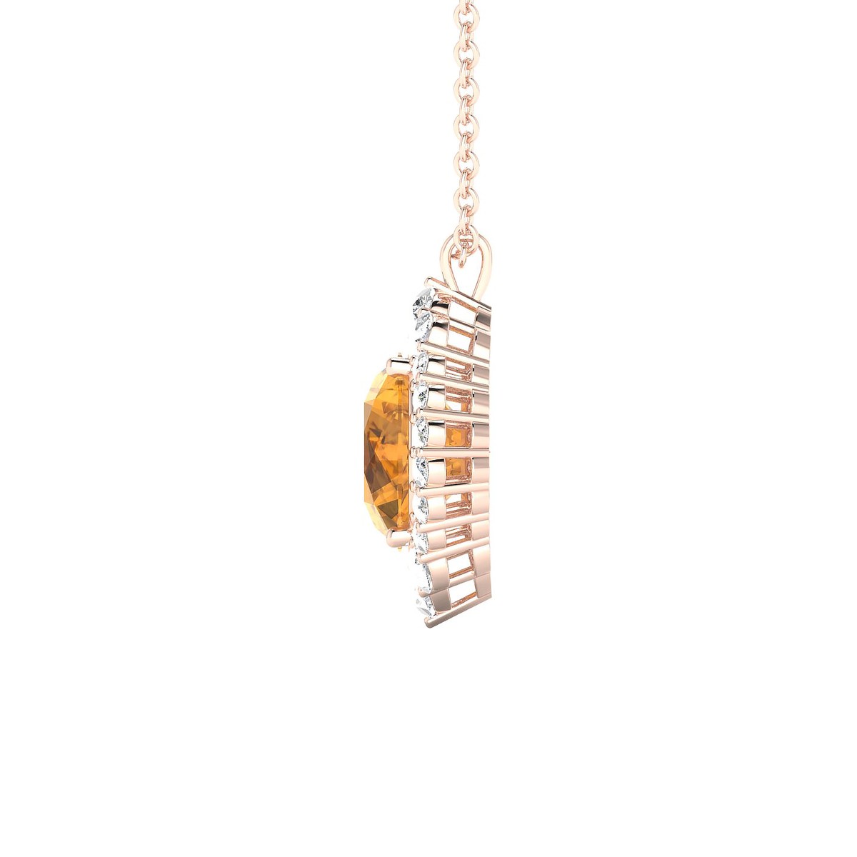 Romance | 18k Rose Gold 8 mm Round Citrine Pendant
