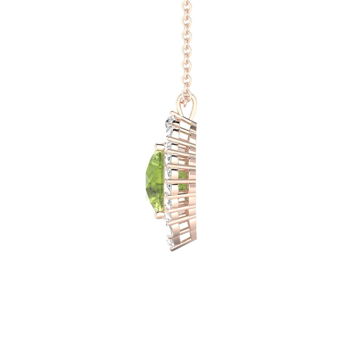 Romance | 18k Rose Gold 8 mm Round Peridot Pendant