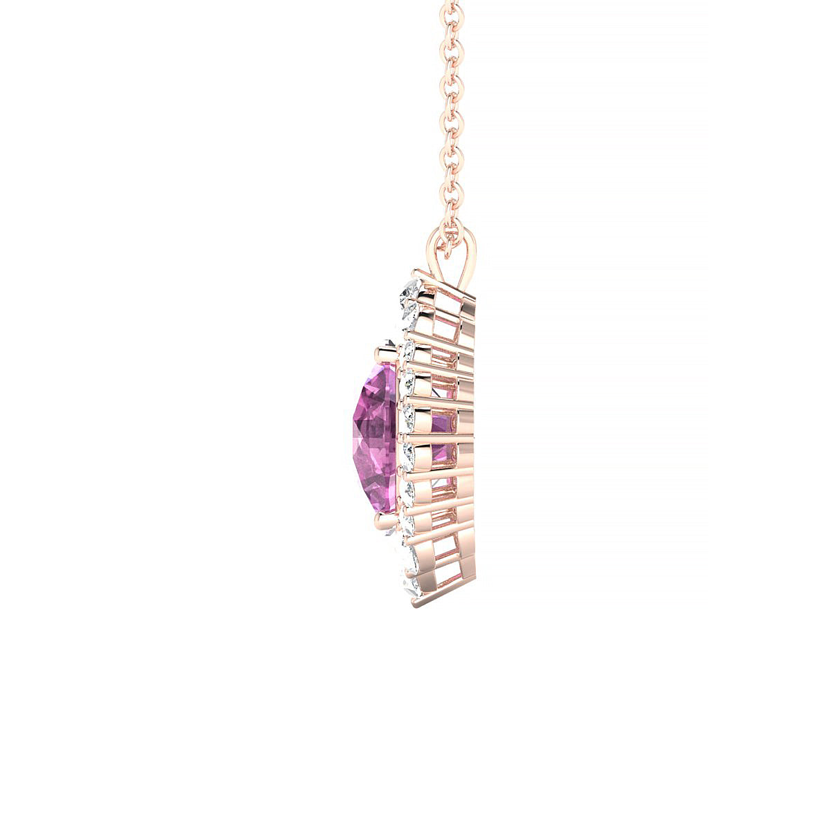 Romance | 18k Rose Gold 8 mm Round Pink Sapphire Pendant
