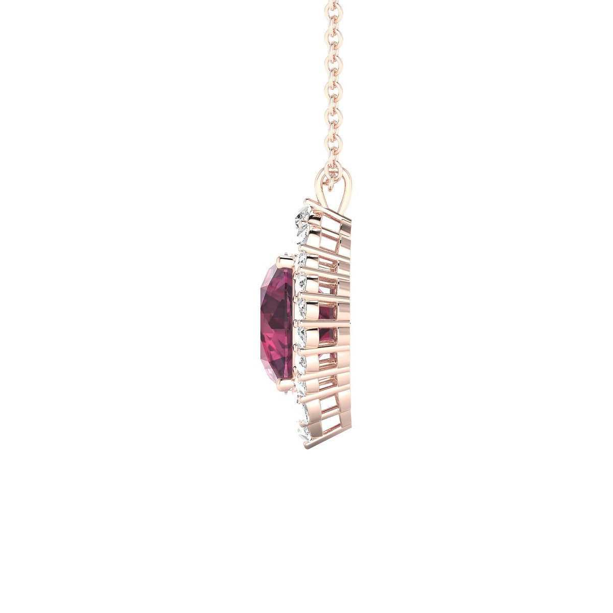 Romance | 18k Rose Gold 8 mm Round Rhodolite Pendant