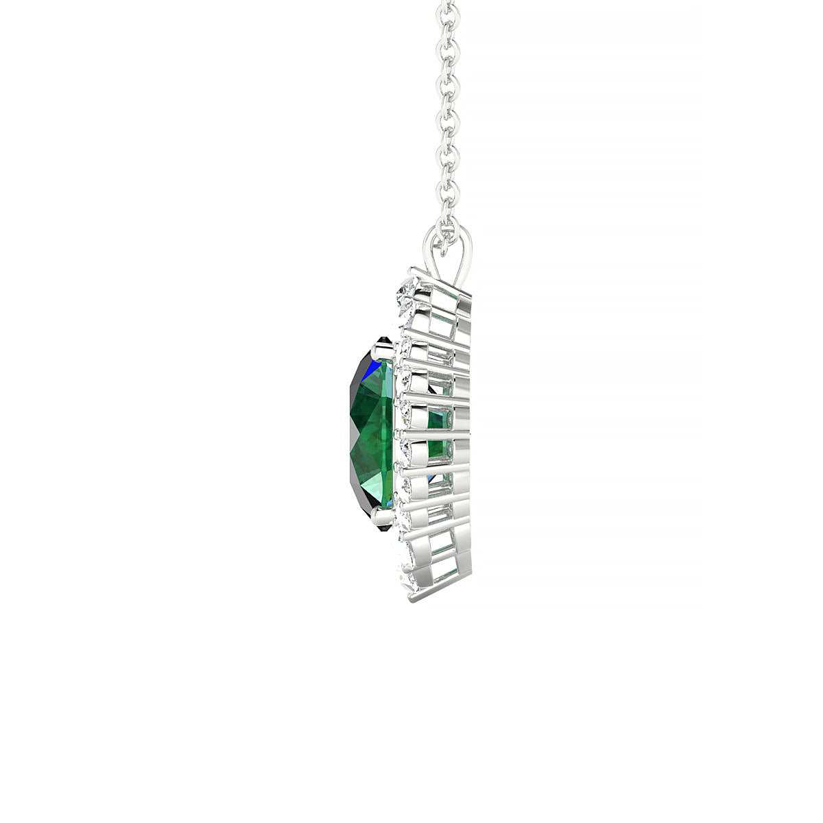 Romance | 18k White Gold 8 mm Round Emerald Pendant