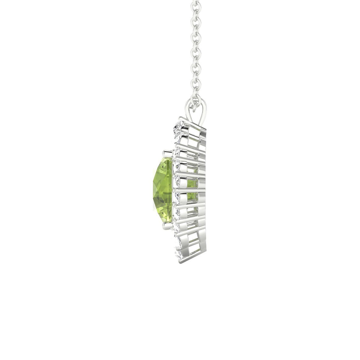 Romance | 18k White Gold 8 mm Round Peridot Pendant
