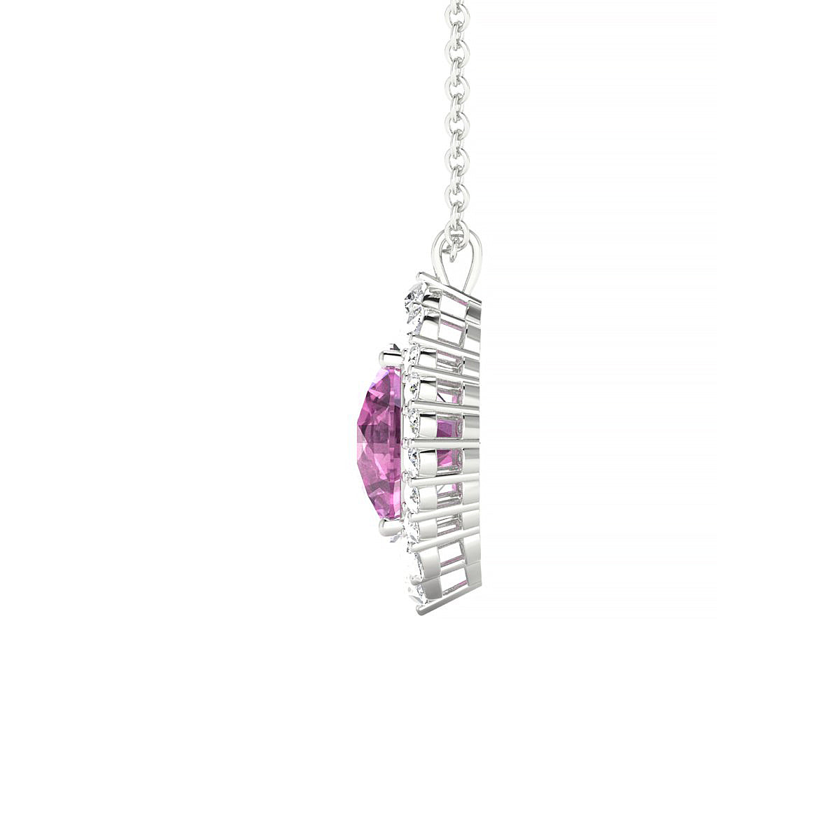 Romance | 18k White Gold 8 mm Round Pink Sapphire Pendant