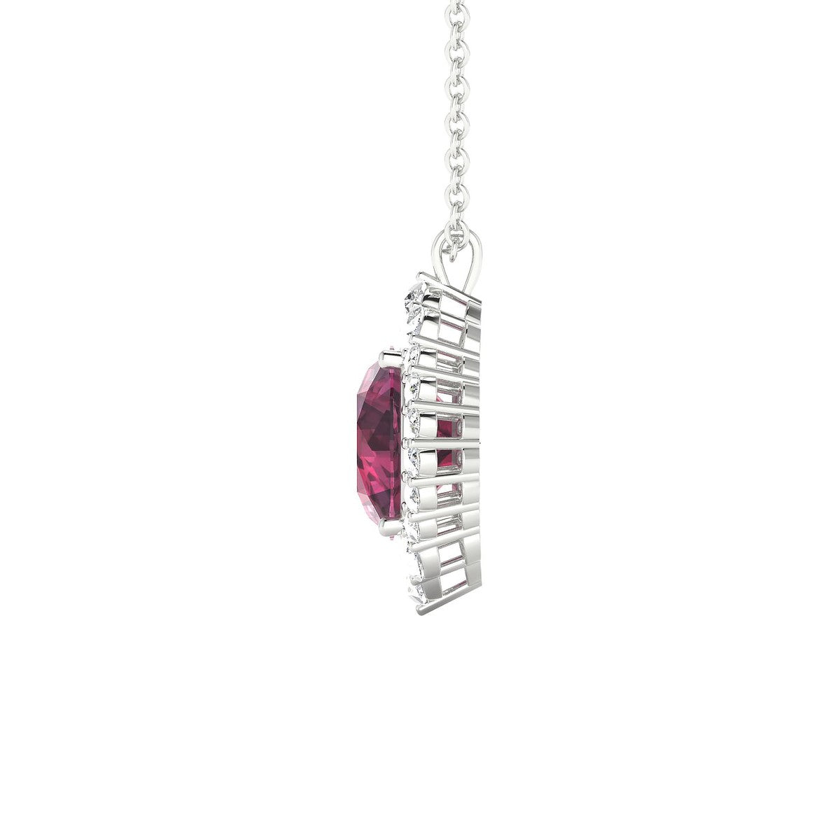 Romance | 18k White Gold 8 mm Round Rhodolite Pendant