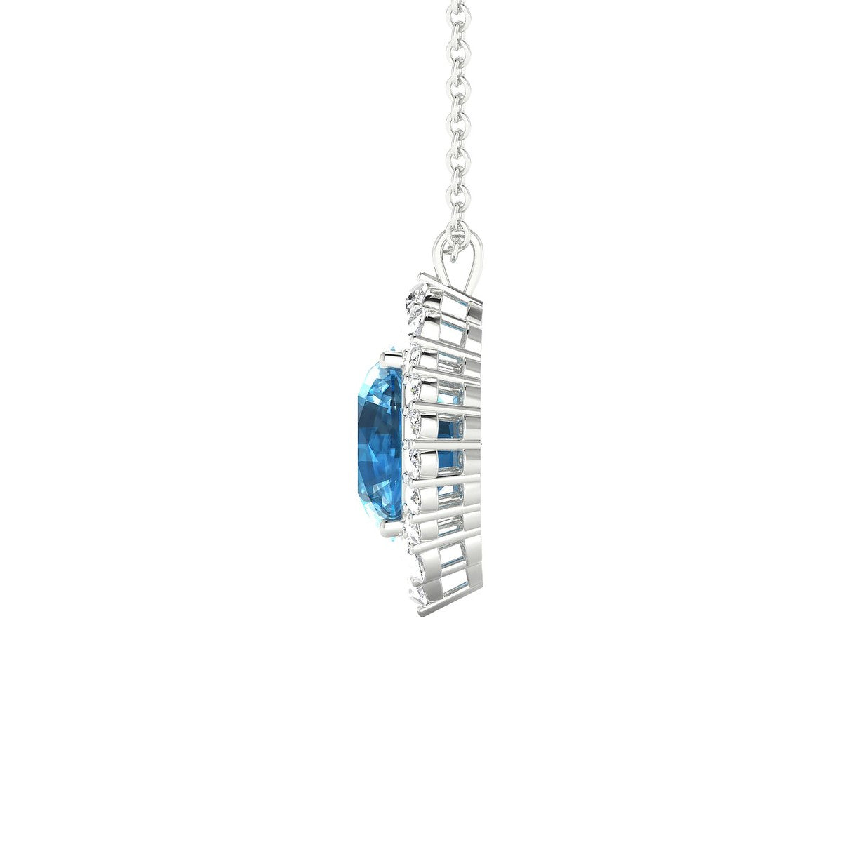 Romance | 18k White Gold 8 mm Round Topaz Pendant