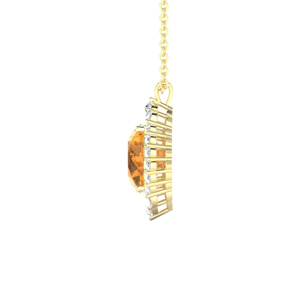 Romance | 18k Yellow Gold 8 mm Round Citrine Pendant