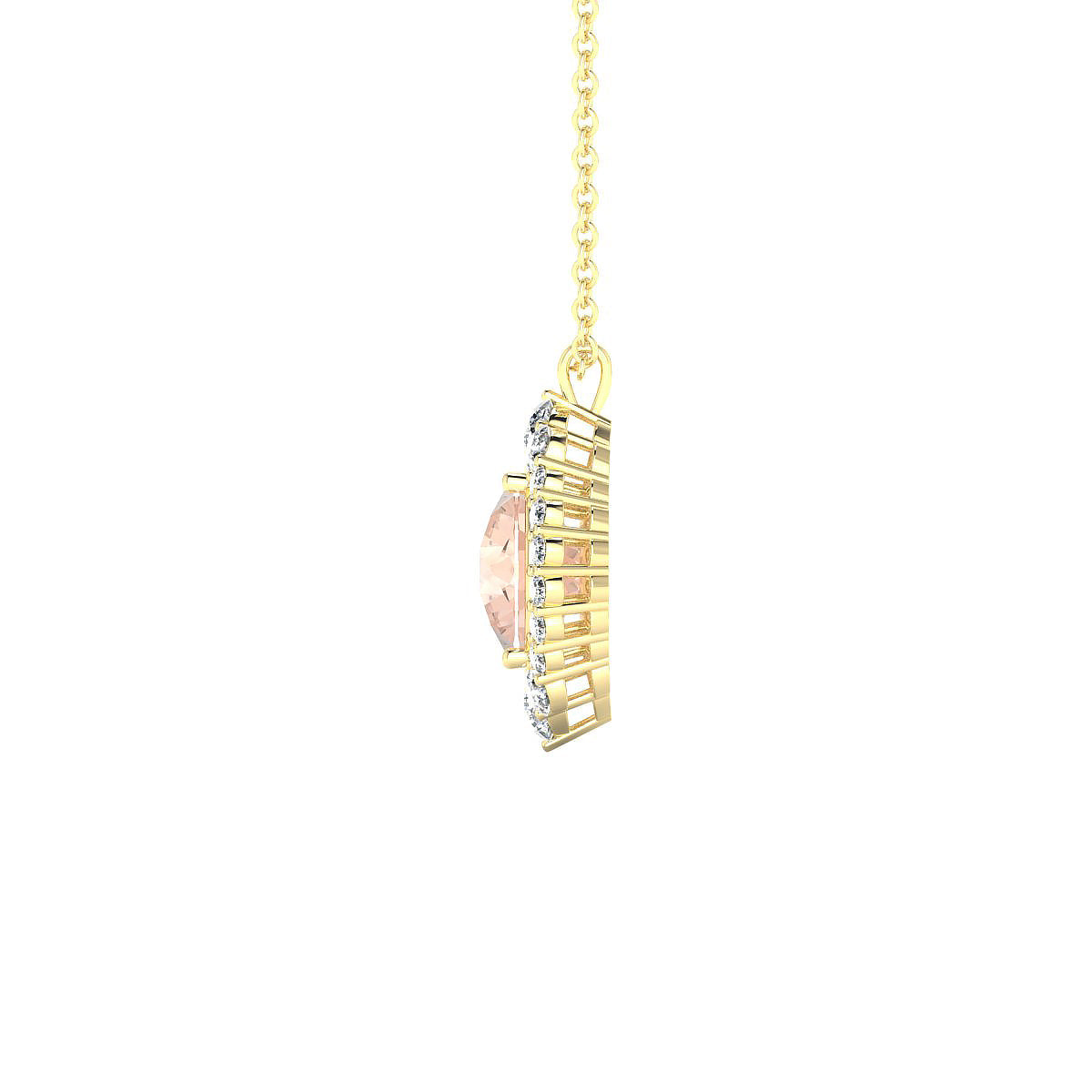 Romance | 18k Yellow Gold 8 mm Round Morganite Pendant
