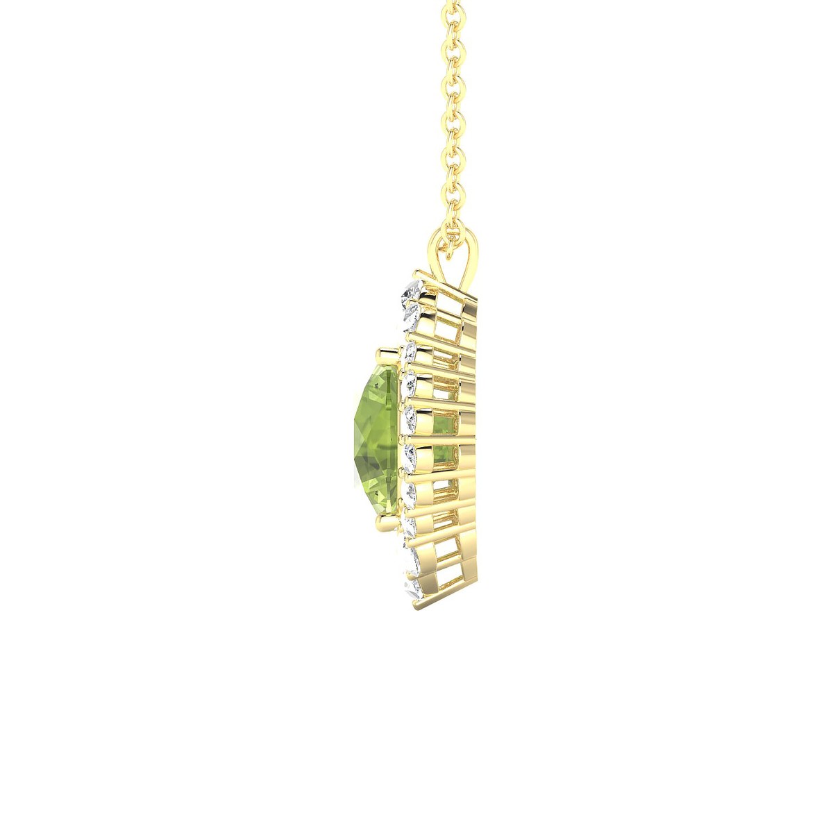 Romance | 18k Yellow Gold 8 mm Round Peridot Pendant