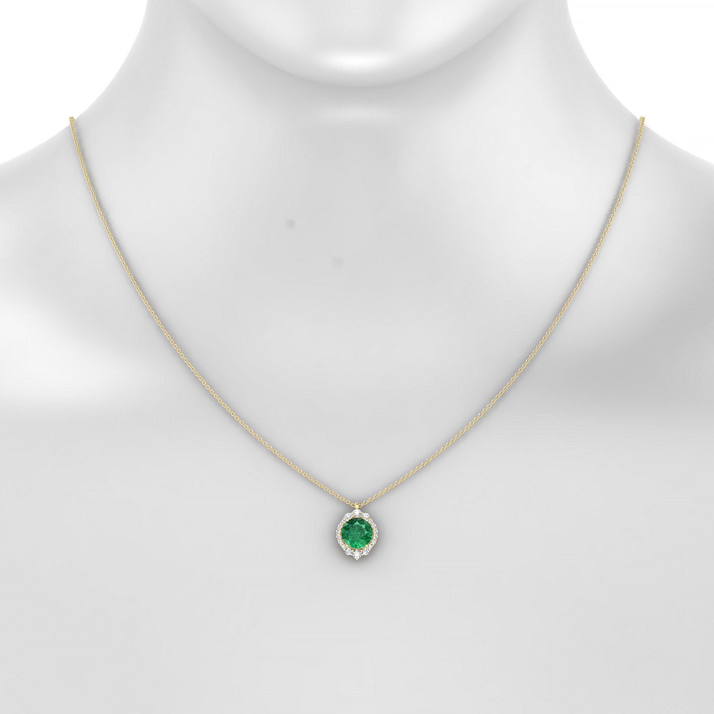 Romance | 18k Yellow Gold 8 mm Round Emerald Pendant