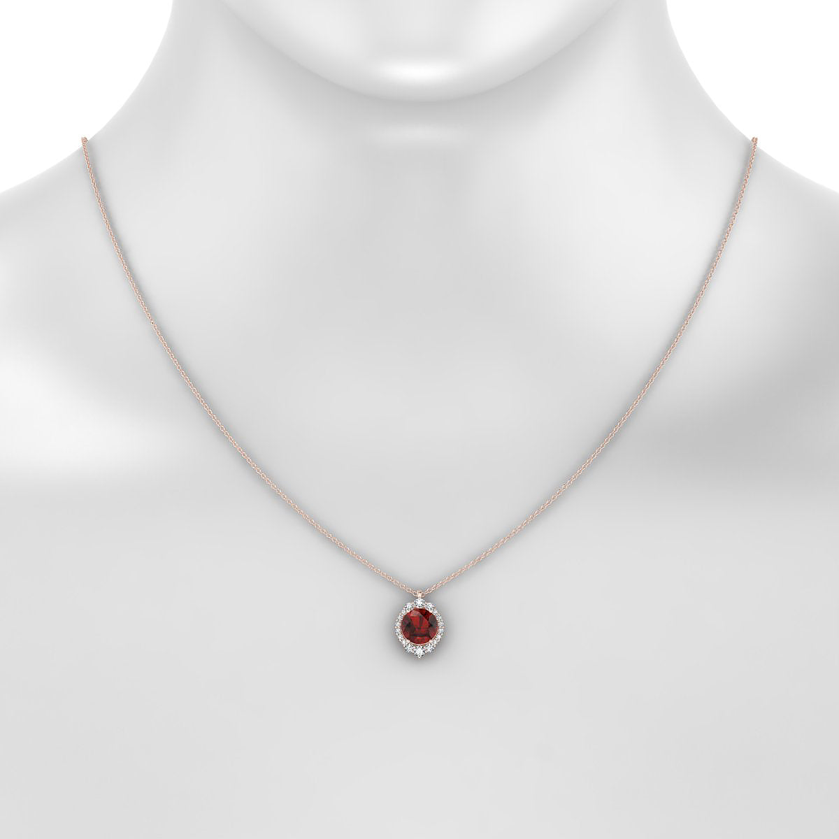 Romance | 18k Rose Gold 8 mm Round Garnet Pendant
