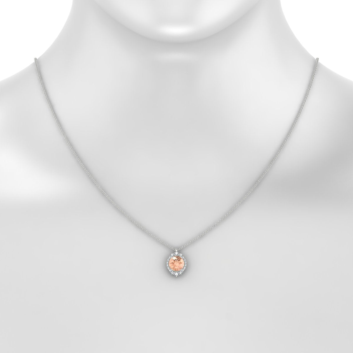 Romance | 18k White Gold 8 mm Round Morganite Pendant