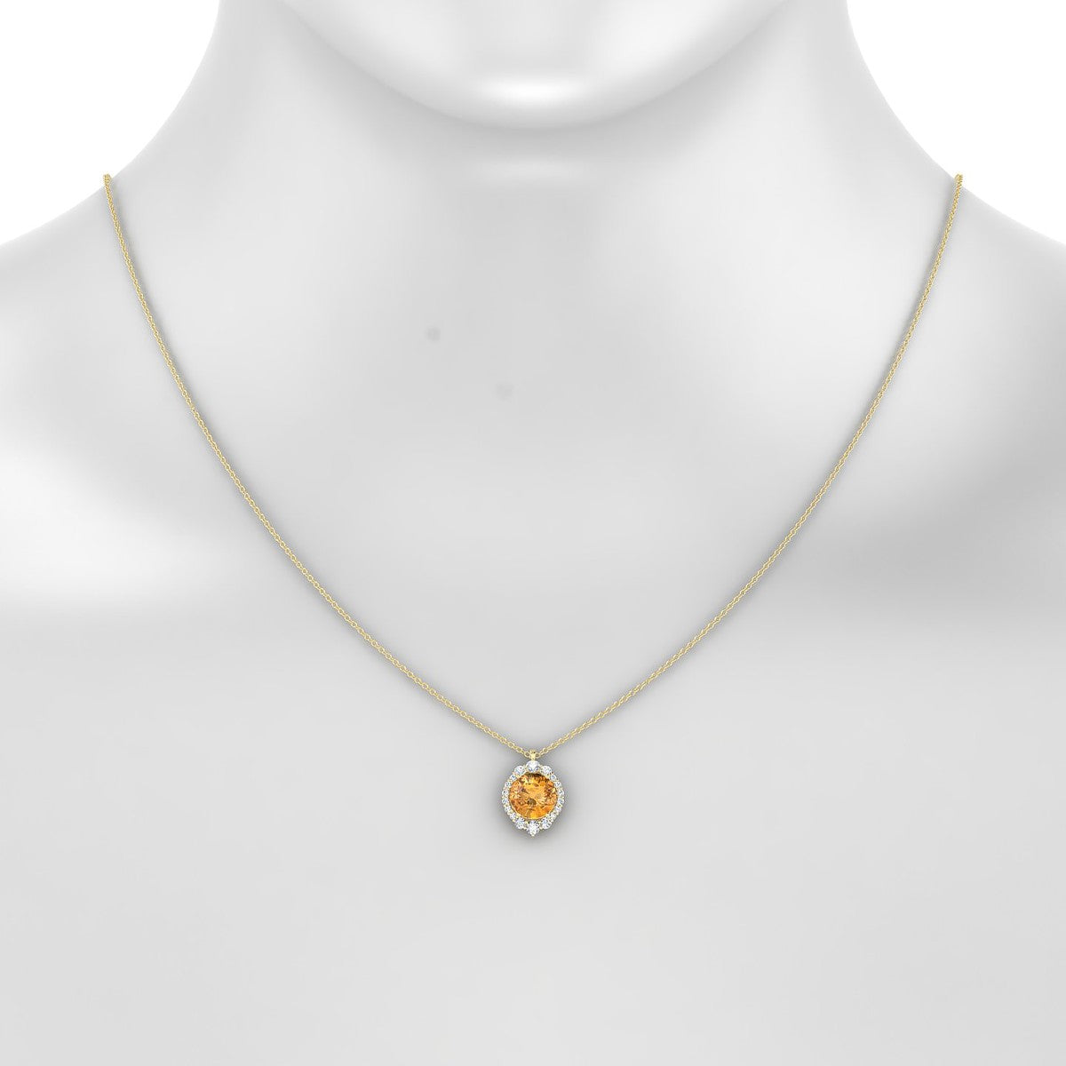 Romance | 18k Yellow Gold 8 mm Round Citrine Pendant