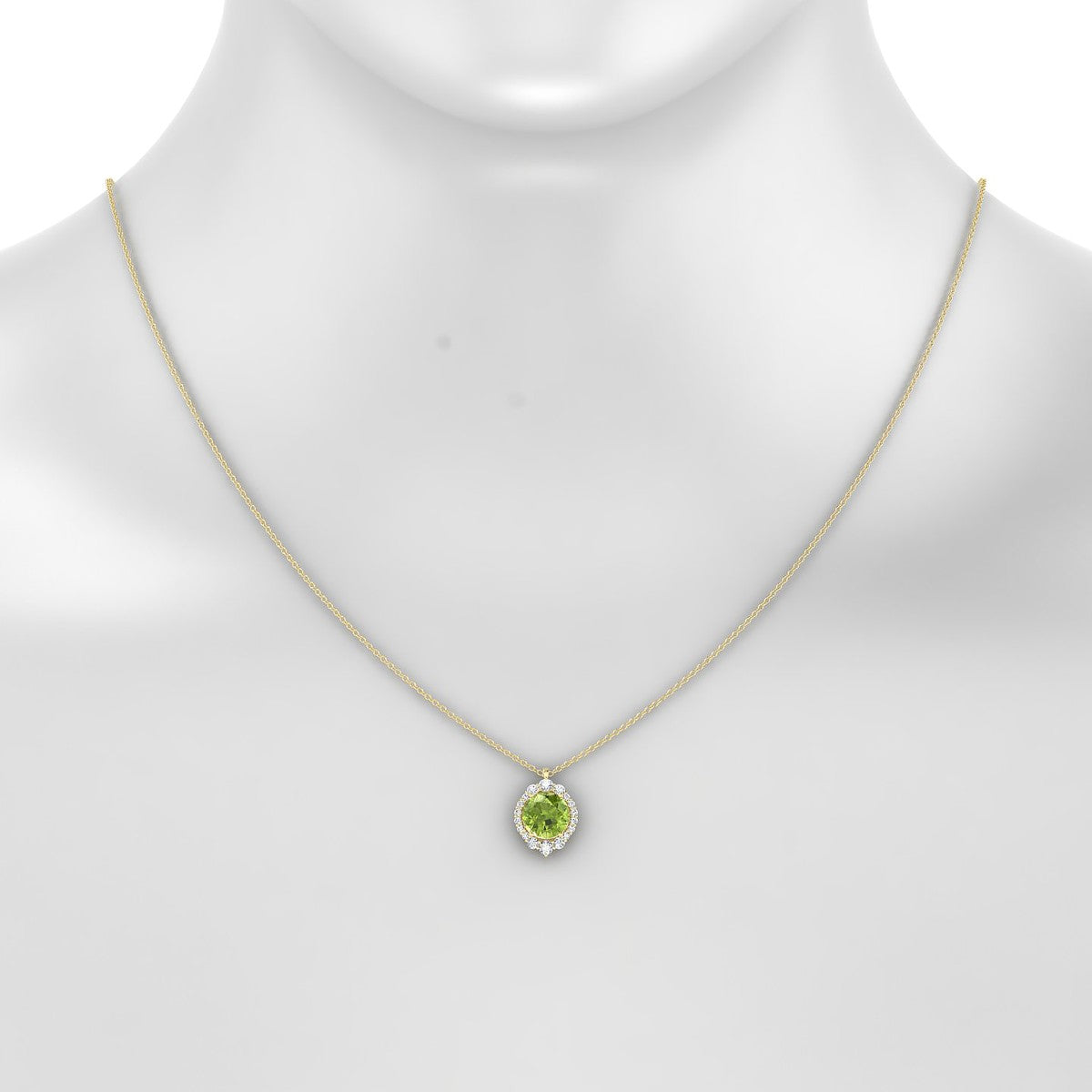 Romance | 18k Yellow Gold 8 mm Round Peridot Pendant