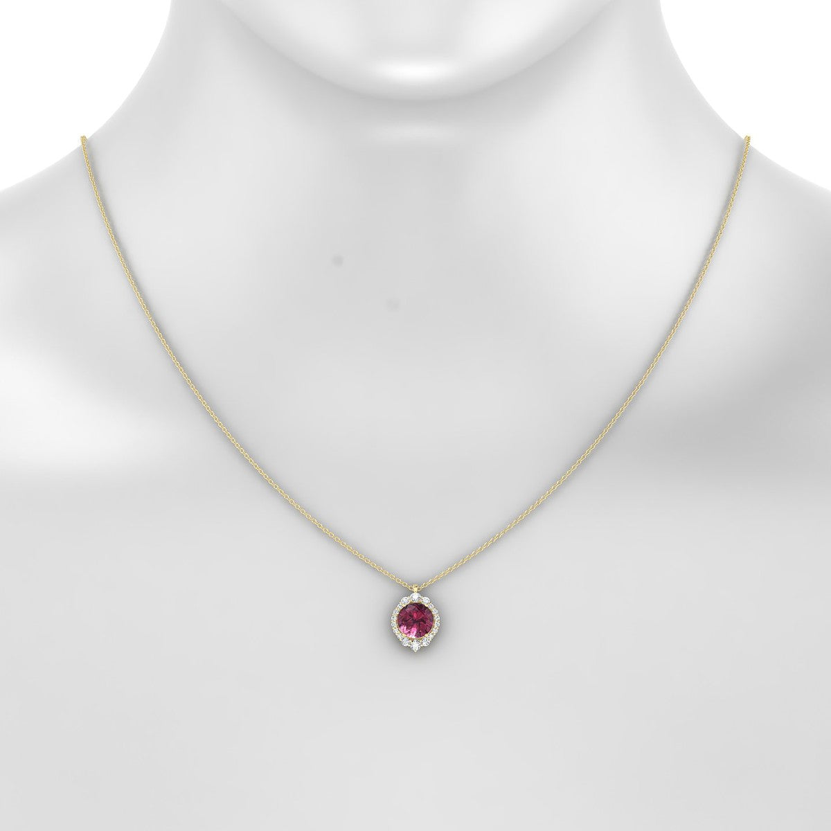 Romance | 18k Yellow Gold 8 mm Round Rhodolite Pendant