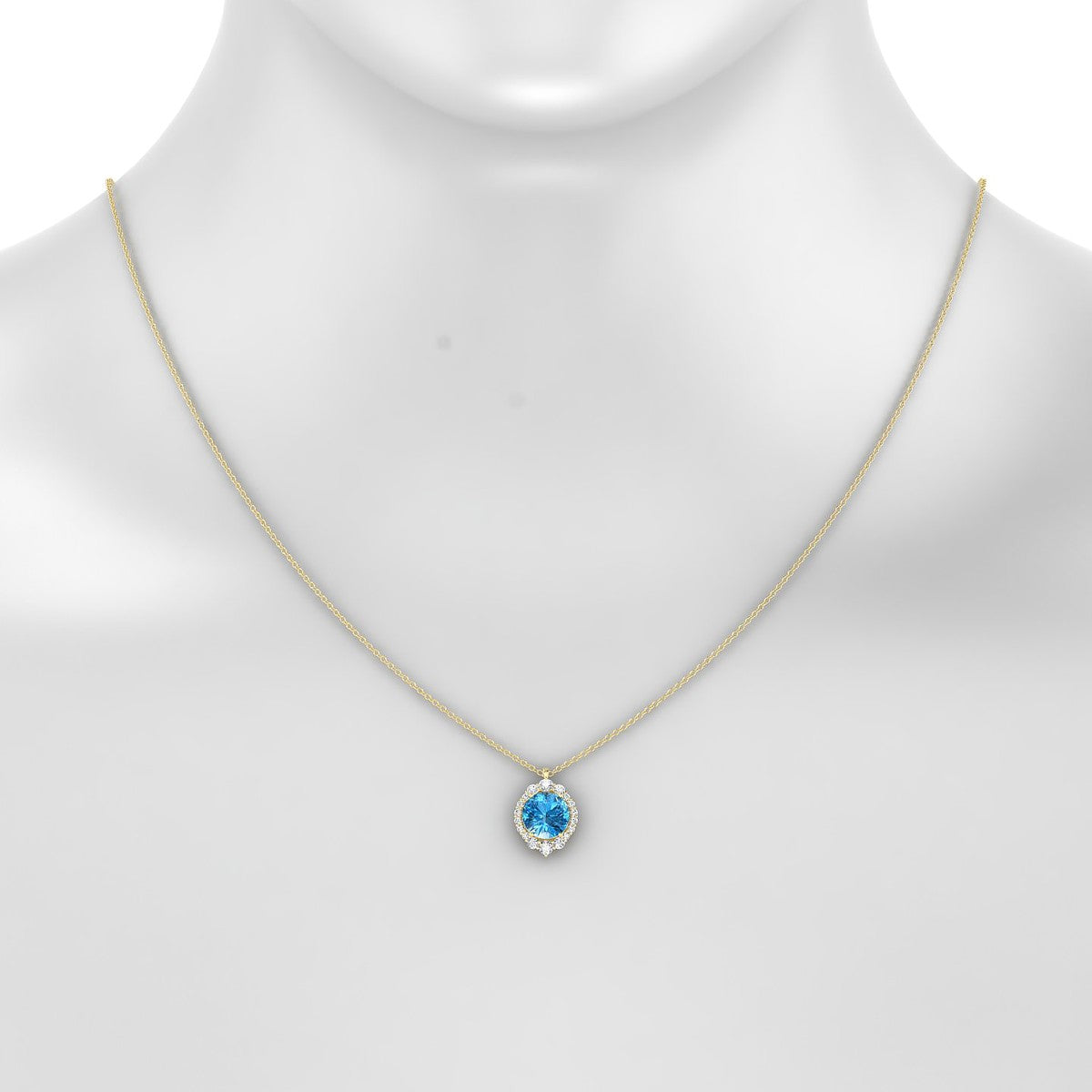 Romance | 18k Yellow Gold 8 mm Round Topaz Pendant