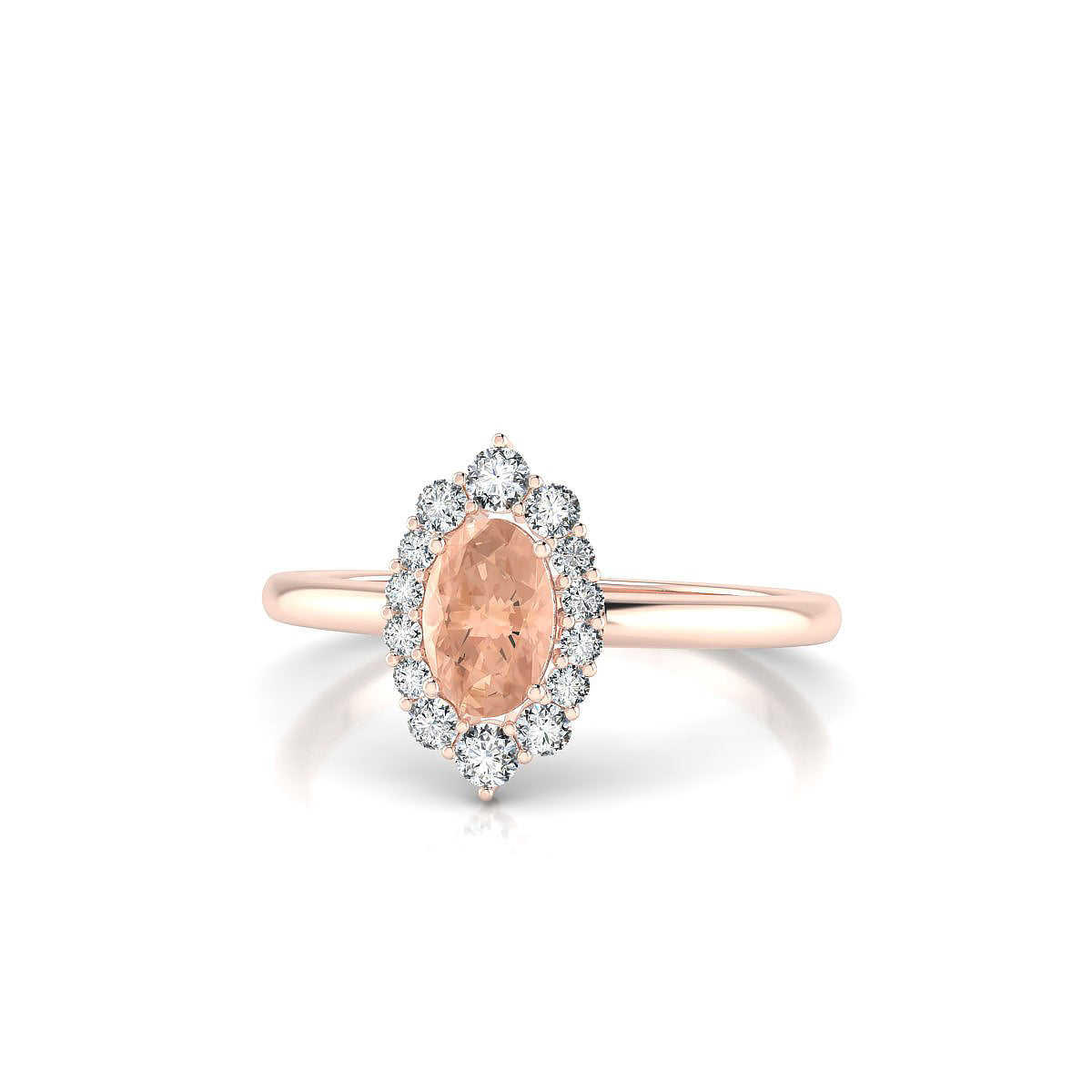 Romance | 18k Rose Gold 6 x 4 mm Oval Morganite Ring