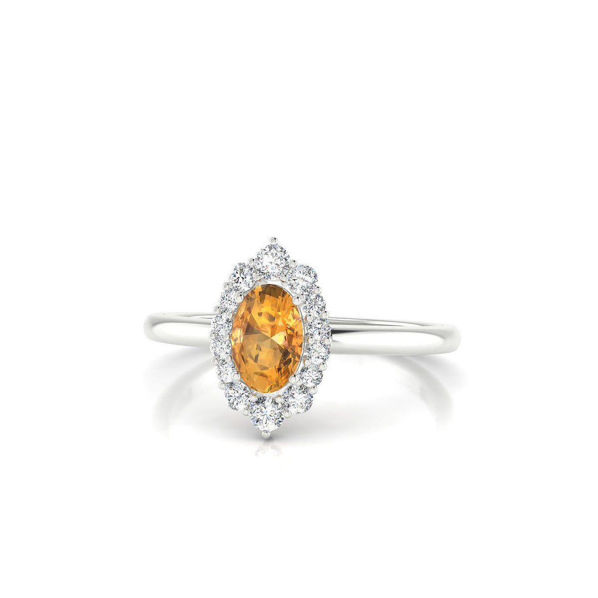 Romance | 18k White Gold 6 x 4 mm Oval Citrine Ring