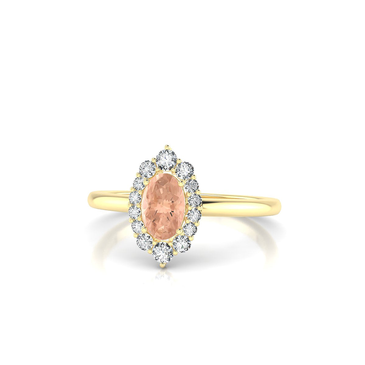 Romance | 18k Yellow Gold 6 x 4 mm Oval Morganite Ring