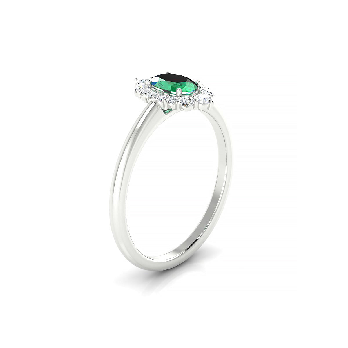 Romance | 18k White Gold 6 x 4 mm Oval Emerald Ring