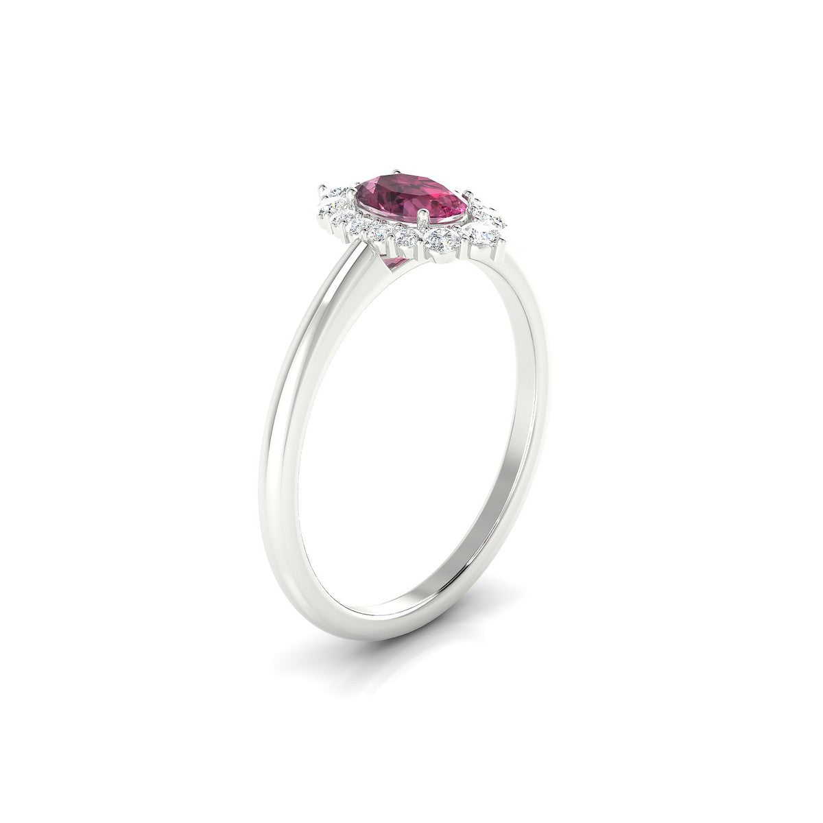 Romance | 18k White Gold 6 x 4 mm Oval Rhodolite Ring