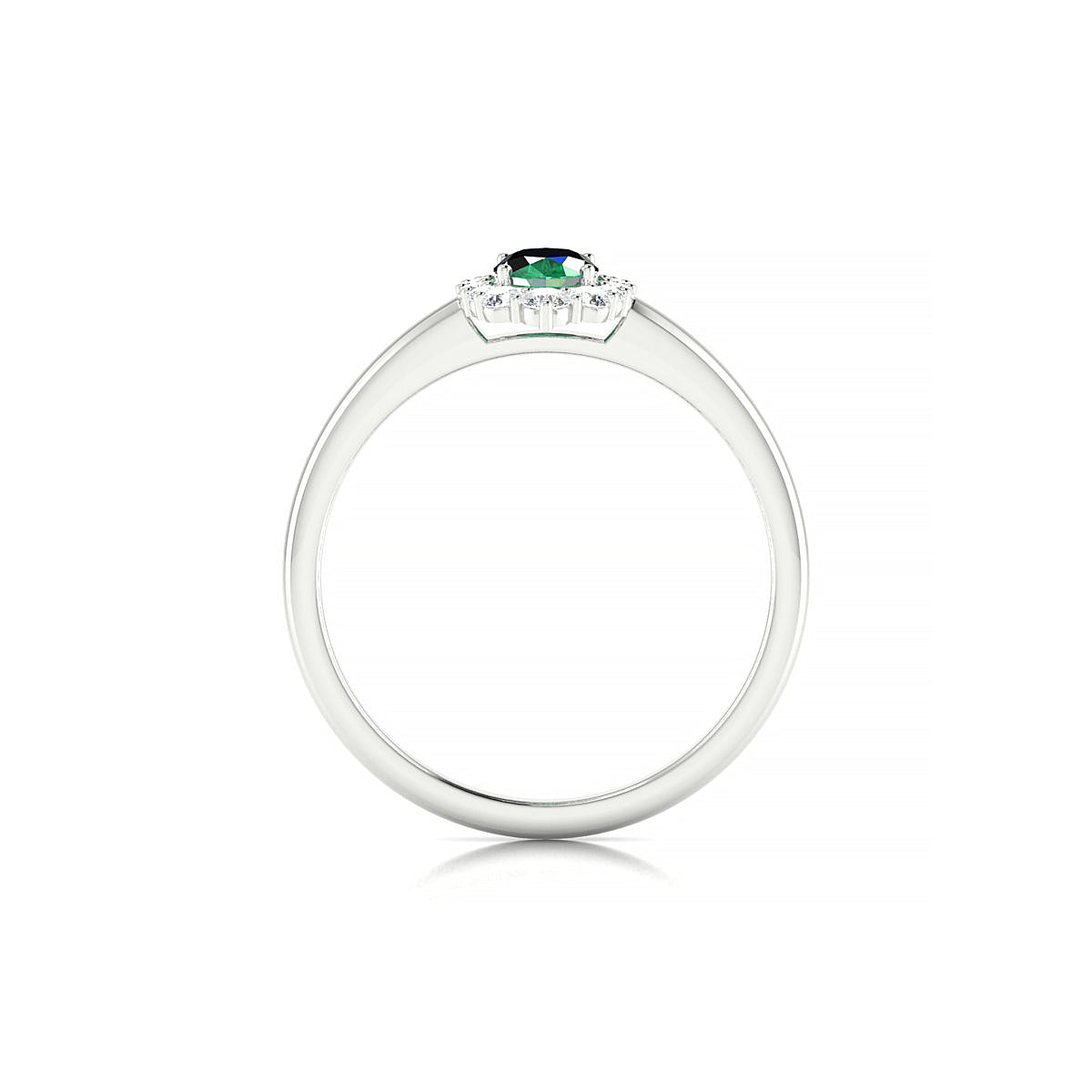 Romance | 18k White Gold 6 x 4 mm Oval Emerald Ring