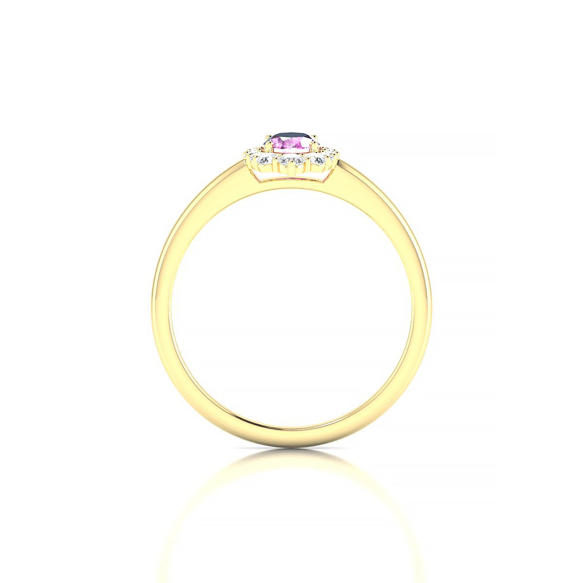 Romance | 18k Yellow Gold 6 x 4 mm Oval Pink Sapphire Ring