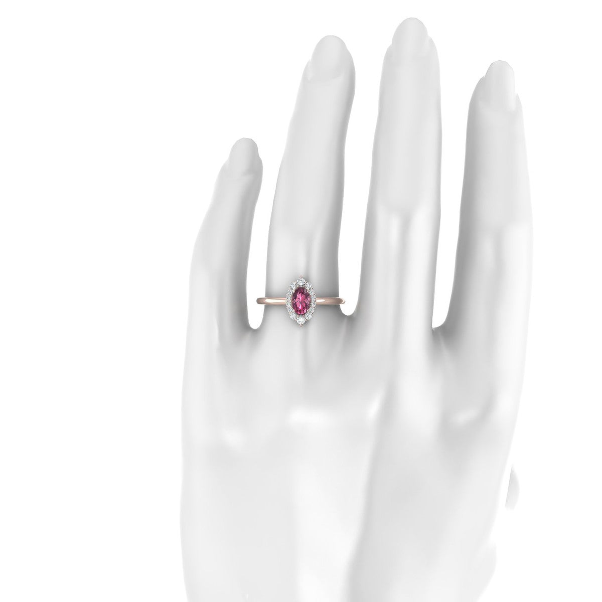 Romance | 18k Rose Gold 6 x 4 mm Oval Rhodolite Ring