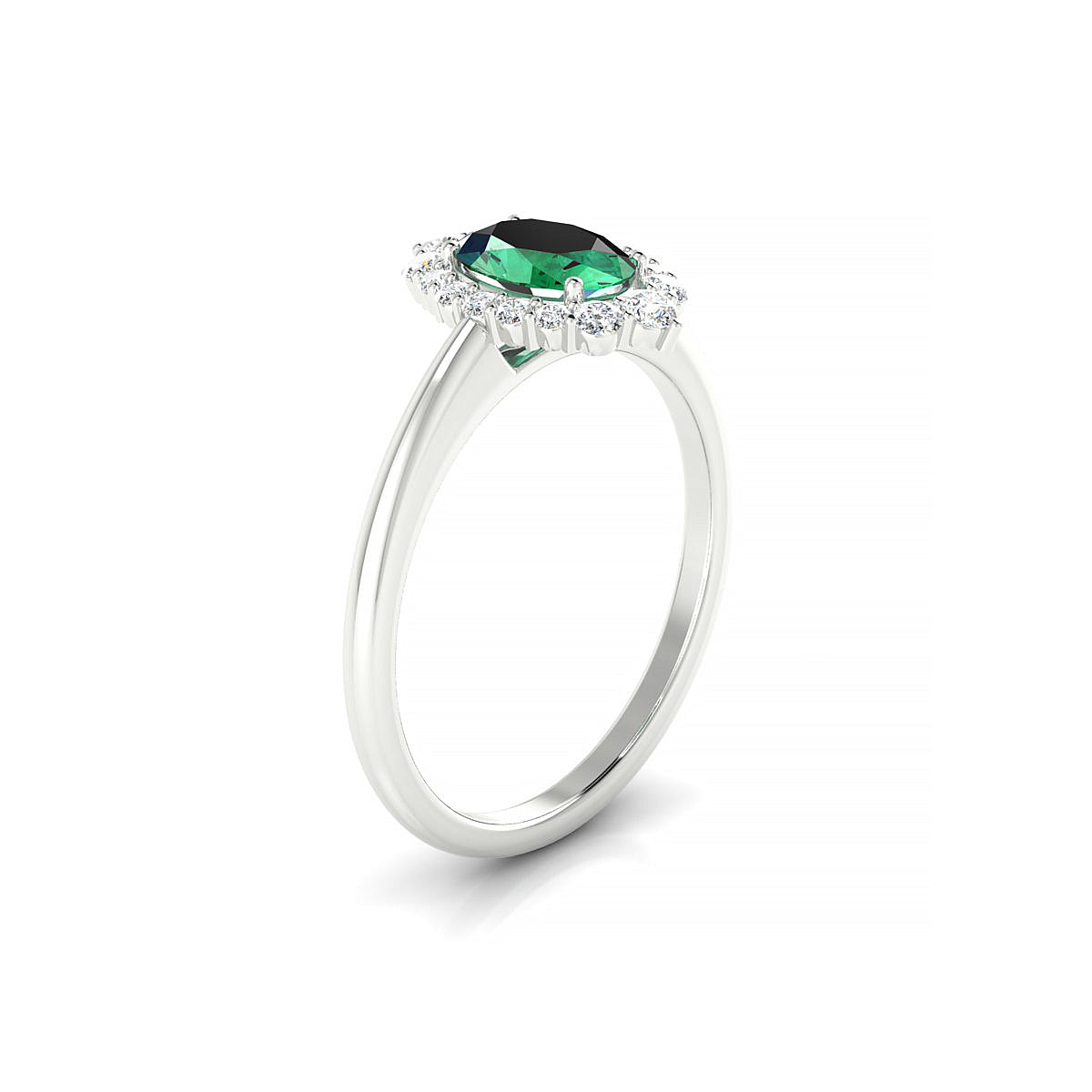 Romance | 18k White Gold 7 x 5 mm Oval Emerald Ring