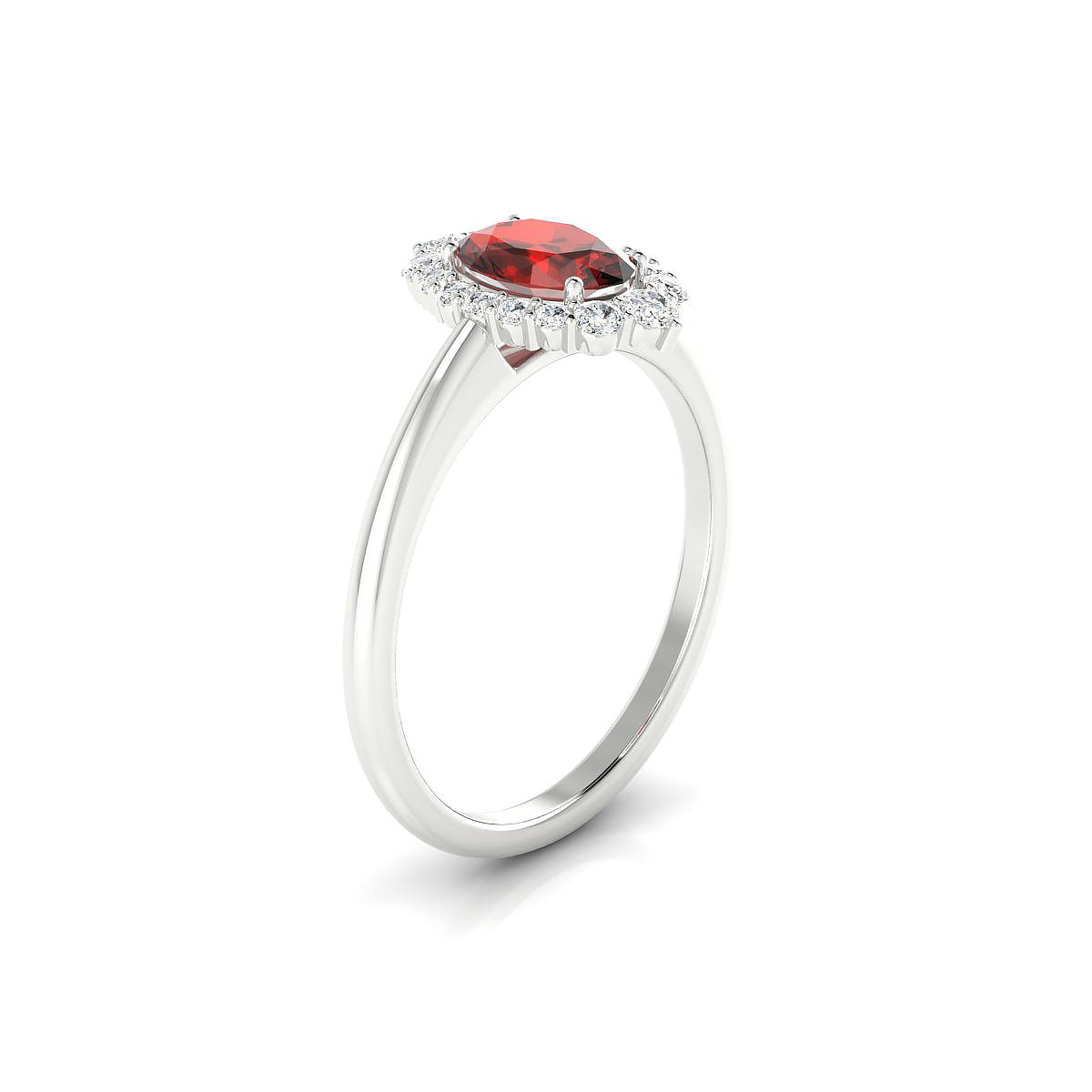 Romance | 18k White Gold 7 x 5 mm Oval Garnet Ring