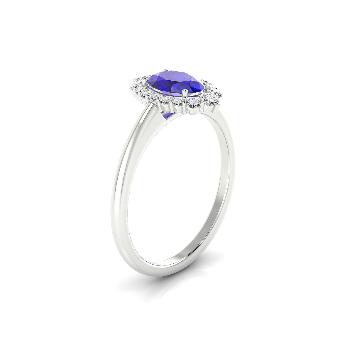 Romance | 18k White Gold 7 x 5 mm Oval Tanzanite Ring