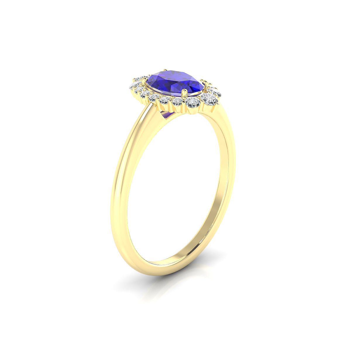 Romance | 18k Yellow Gold 7 x 5 mm Oval Tanzanite Ring