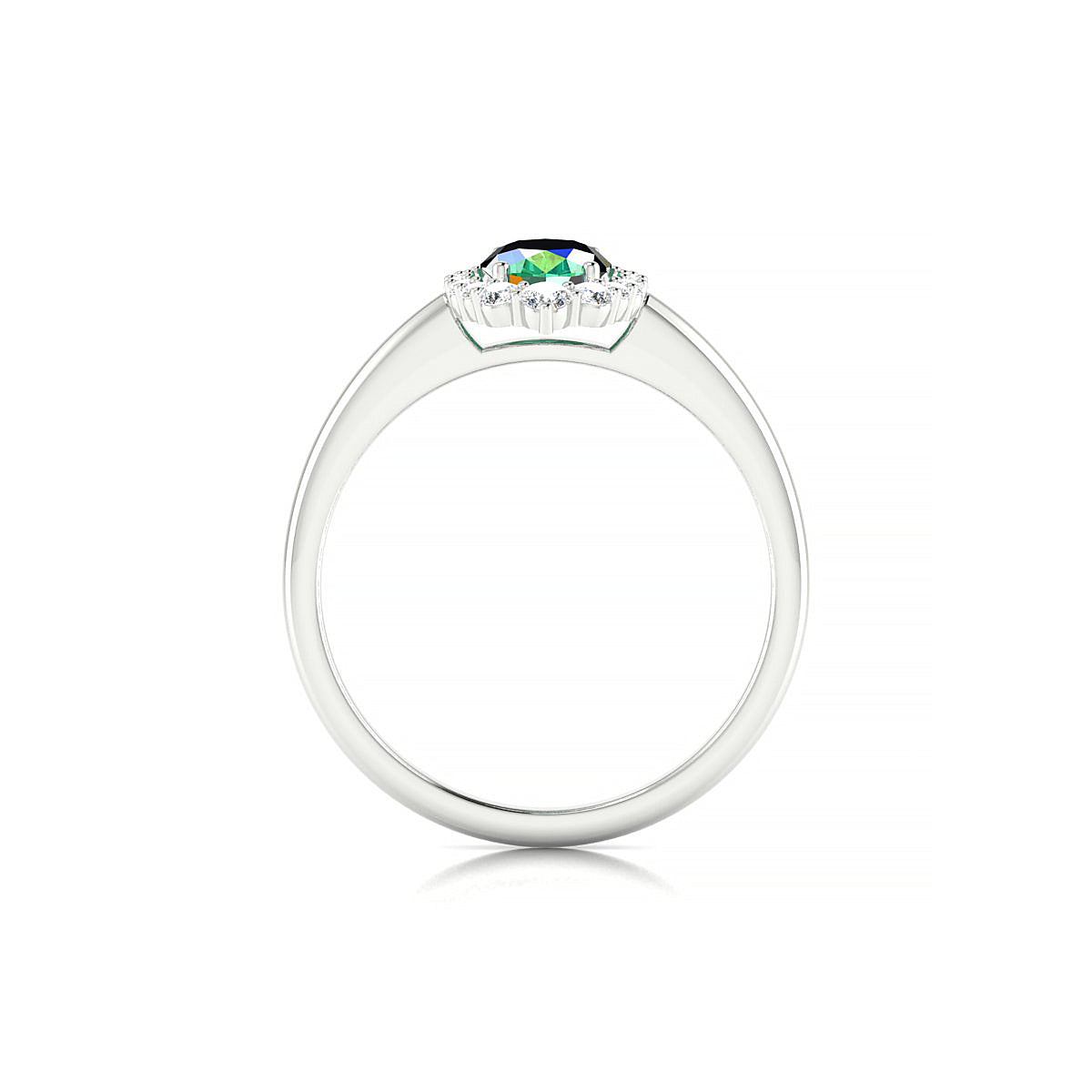Romance | 18k White Gold 7 x 5 mm Oval Emerald Ring