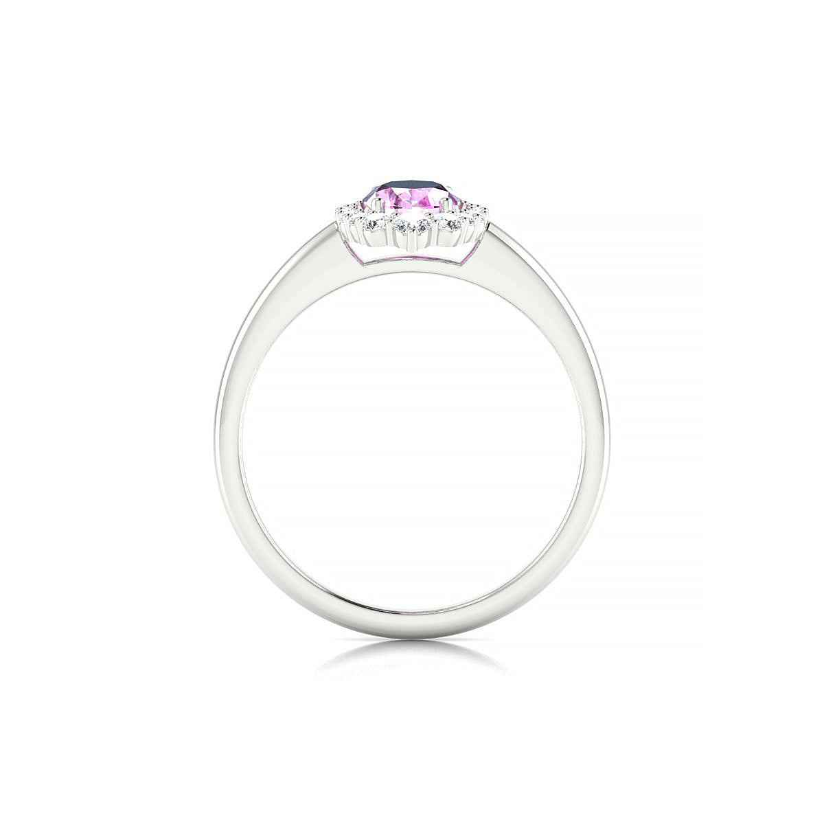 Romance | 18k White Gold 7 x 5 mm Oval Pink Sapphire Ring