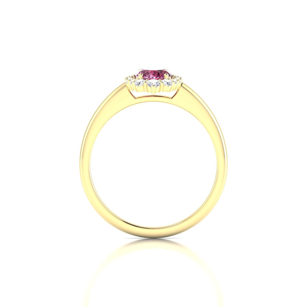 Romance | 18k Yellow Gold 7 x 5 mm Oval Rhodolite Ring