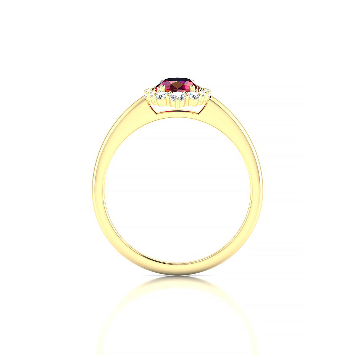 Romance | 18k Yellow Gold 7 x 5 mm Oval Ruby Ring