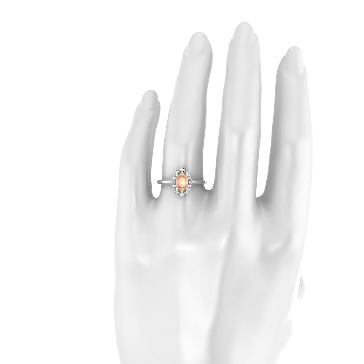 Romance | 18k White Gold 7 x 5 mm Oval Morganite Ring