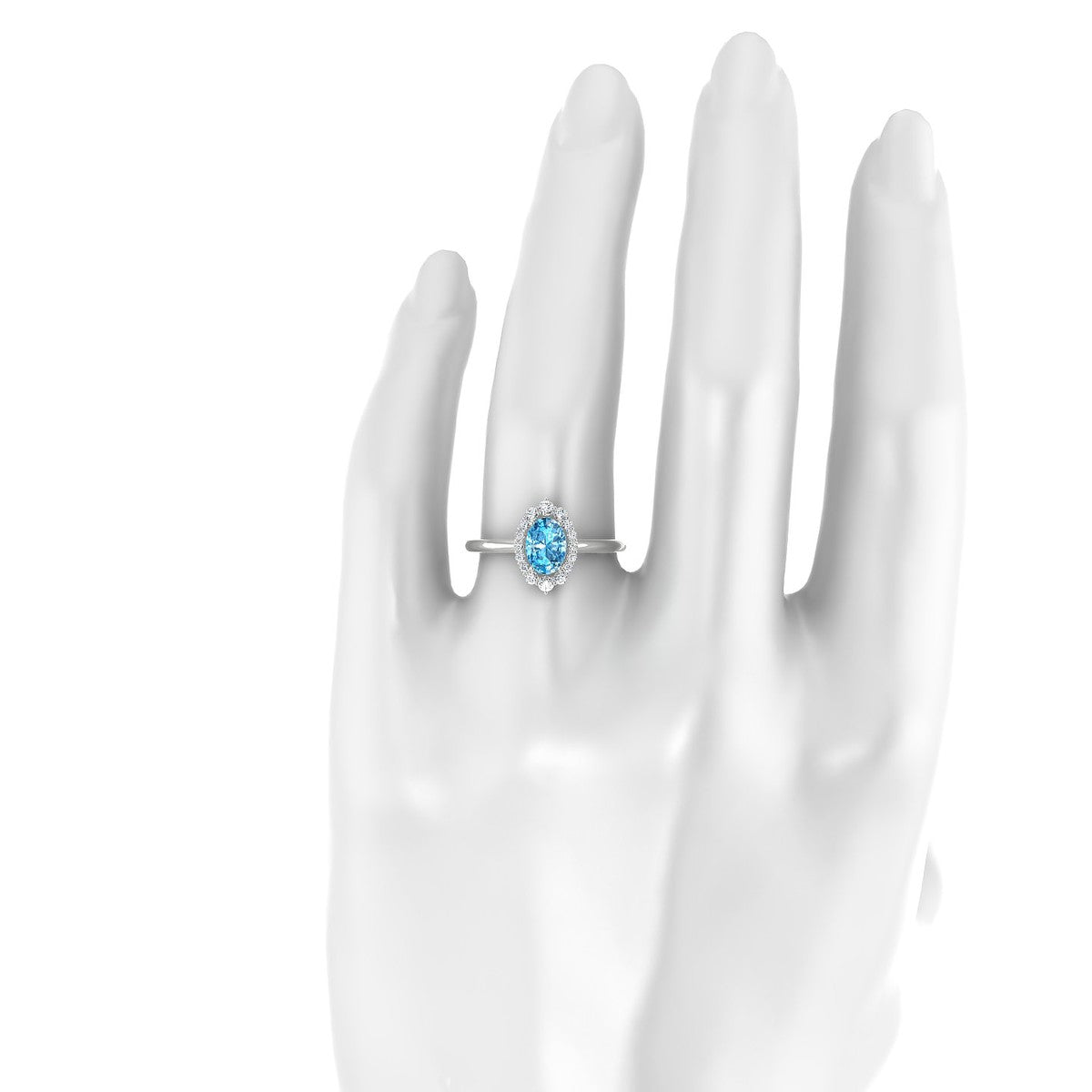 Romance | 18k White Gold 7 x 5 mm Oval Topaz Ring