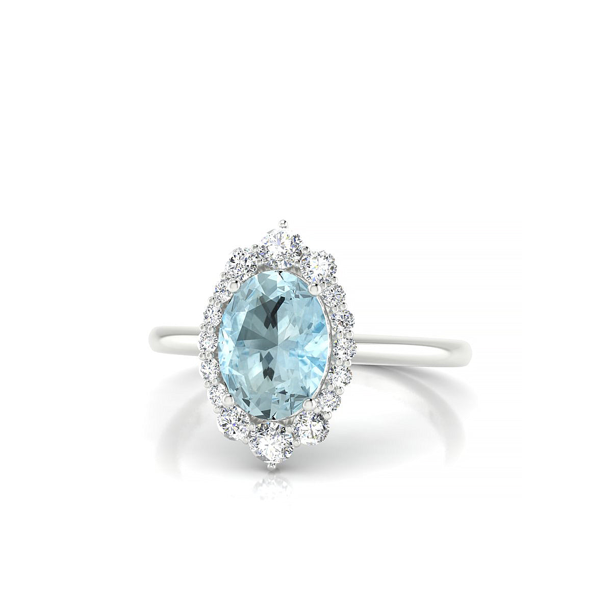 Romance | 18k White Gold 8 x 6 mm Oval Aquamarine Ring