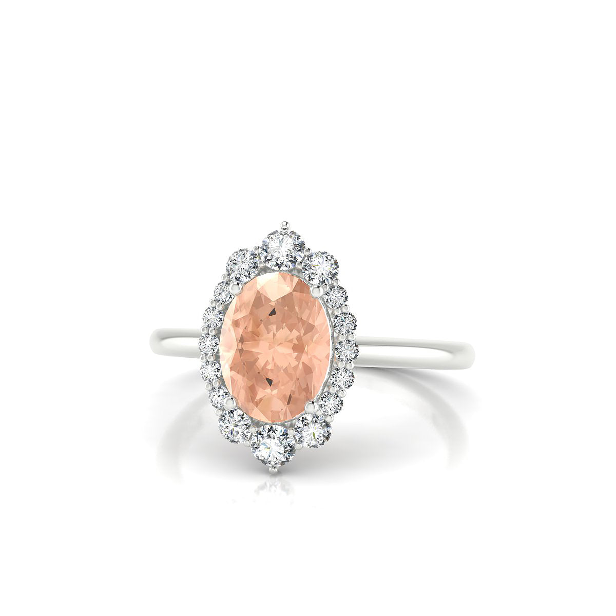 Romance | 18k White Gold 8 x 6 mm Oval Morganite Ring
