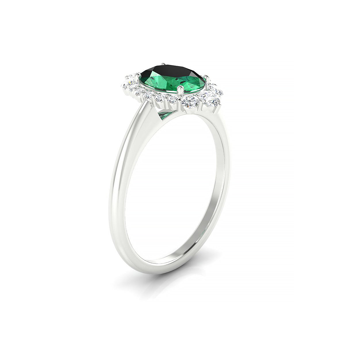 Romance | 18k White Gold 8 x 6 mm Oval Emerald Ring
