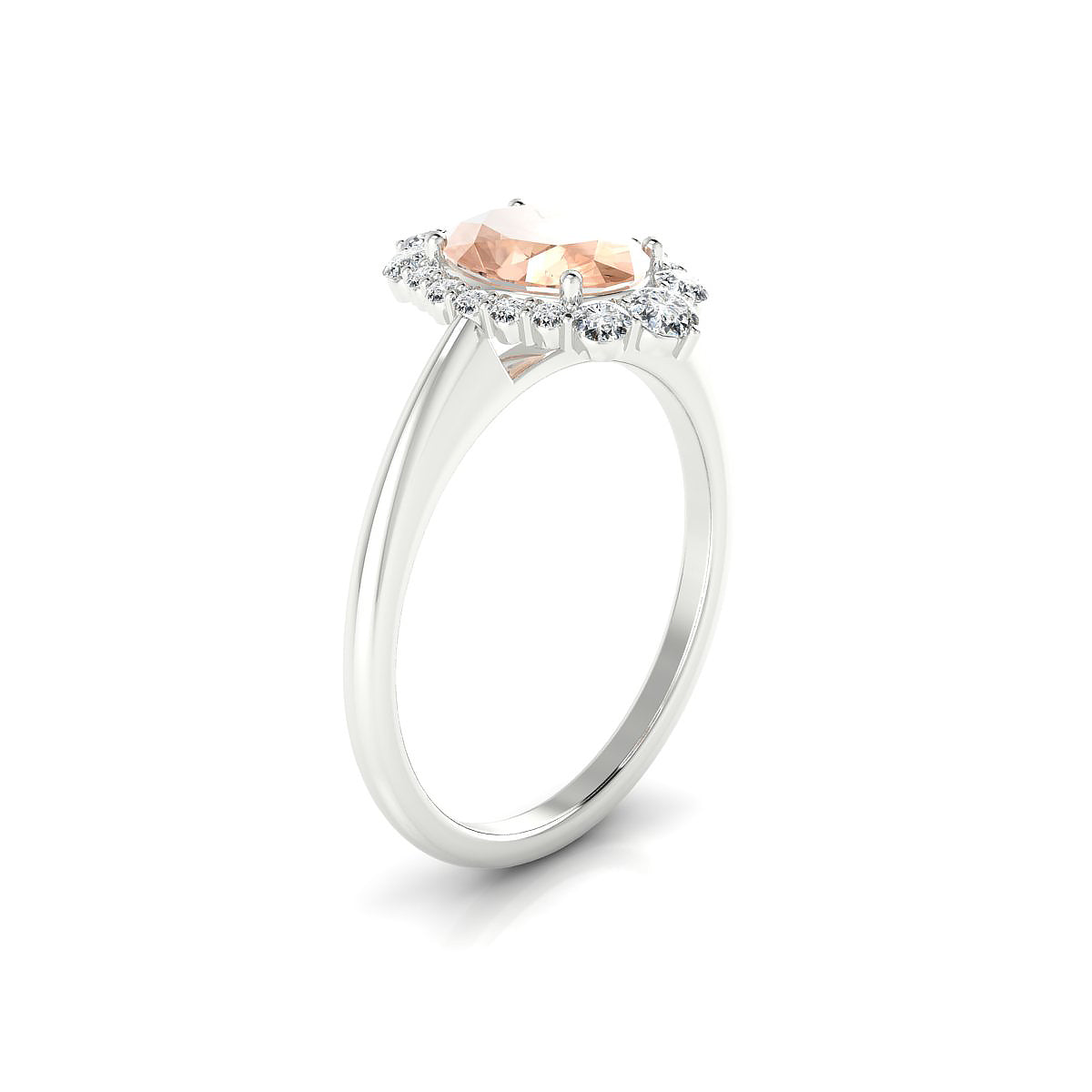 Romance | 18k White Gold 8 x 6 mm Oval Morganite Ring