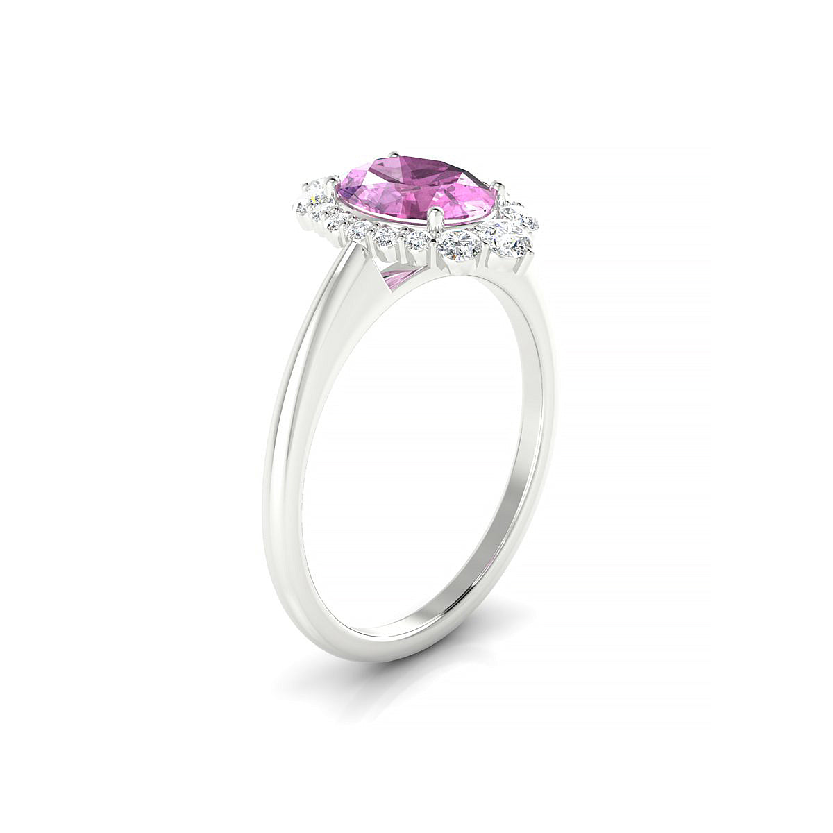 Romance | 18k White Gold 8 x 6 mm Oval Pink Sapphire Ring
