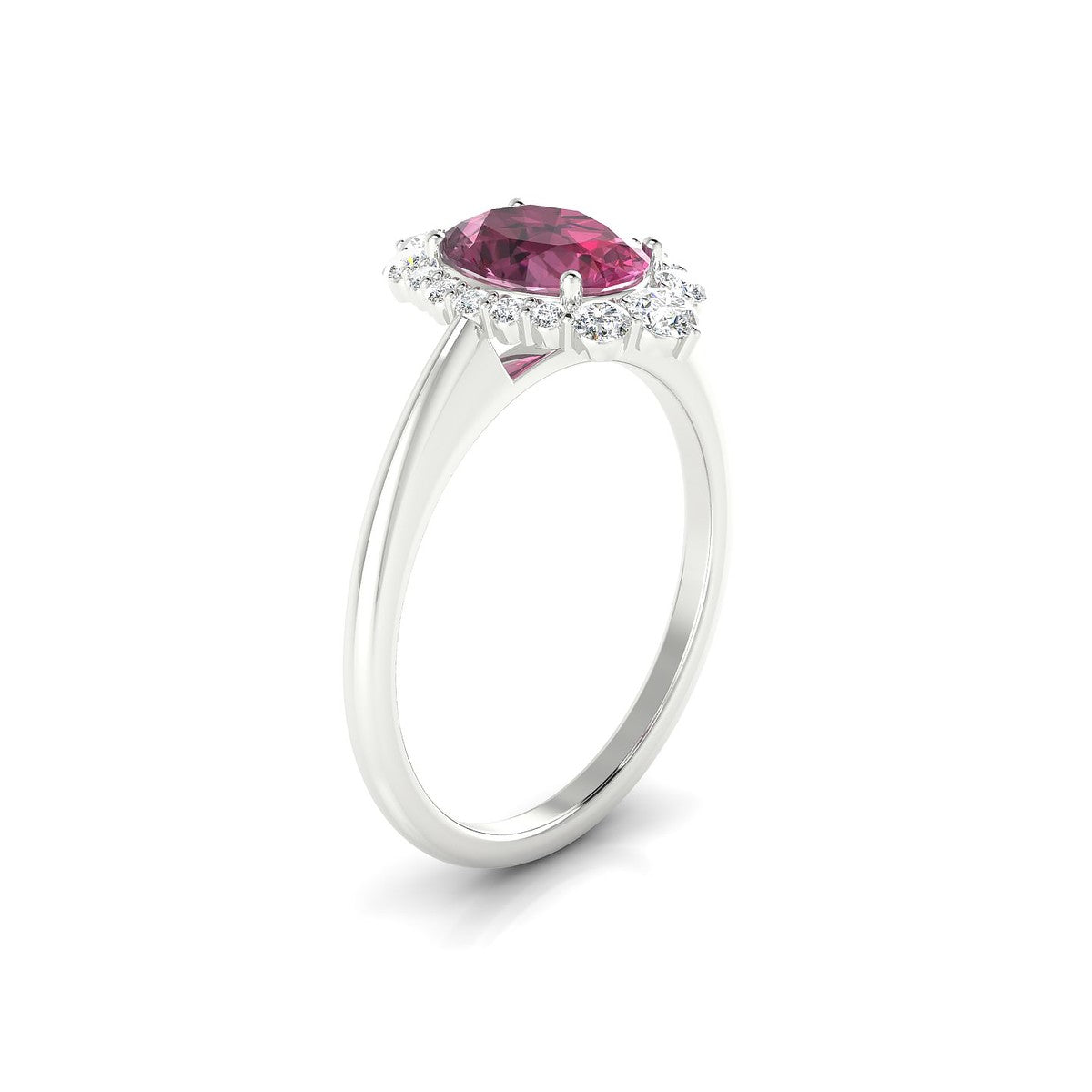 Romance | 18k White Gold 8 x 6 mm Oval Rhodolite Ring