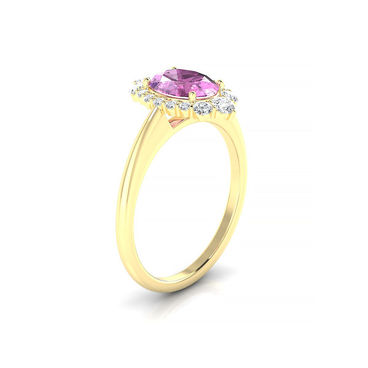 Romance | 18k Yellow Gold 8 x 6 mm Oval Pink Sapphire Ring