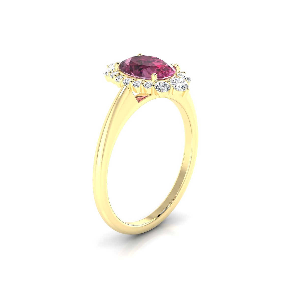 Romance | 18k Yellow Gold 8 x 6 mm Oval Rhodolite Ring