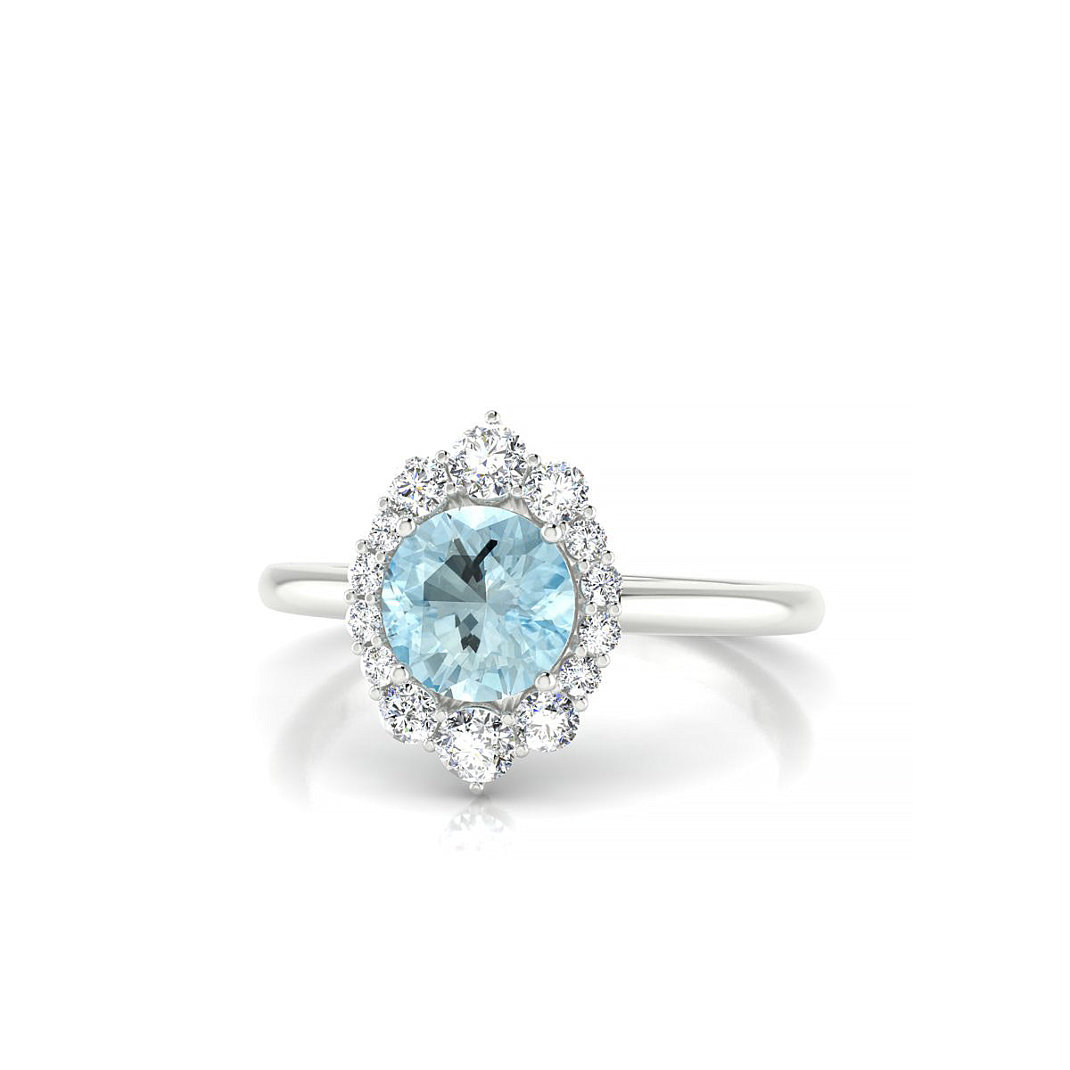 Romance | 18k White Gold 6 mm Round Aquamarine Ring