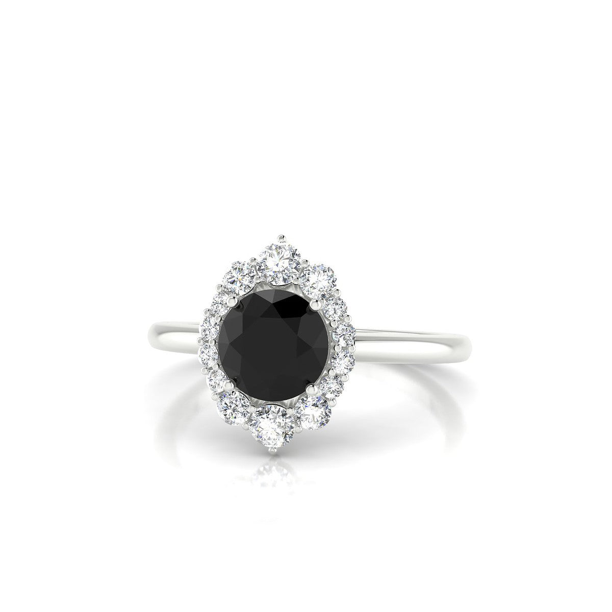 Romance | 18k White Gold 6 mm Round Black Diamond Ring