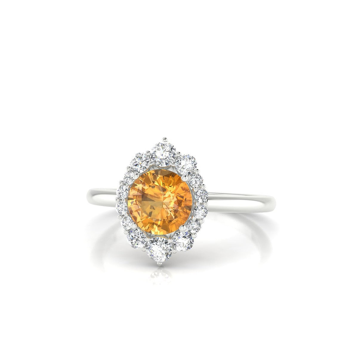 Romance | 18k White Gold 6 mm Round Citrine Ring