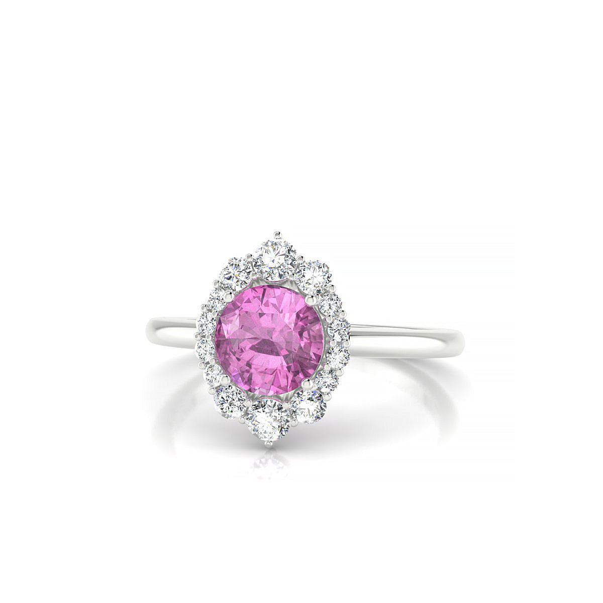 Romance | 18k White Gold 6 mm Round Pink Sapphire Ring