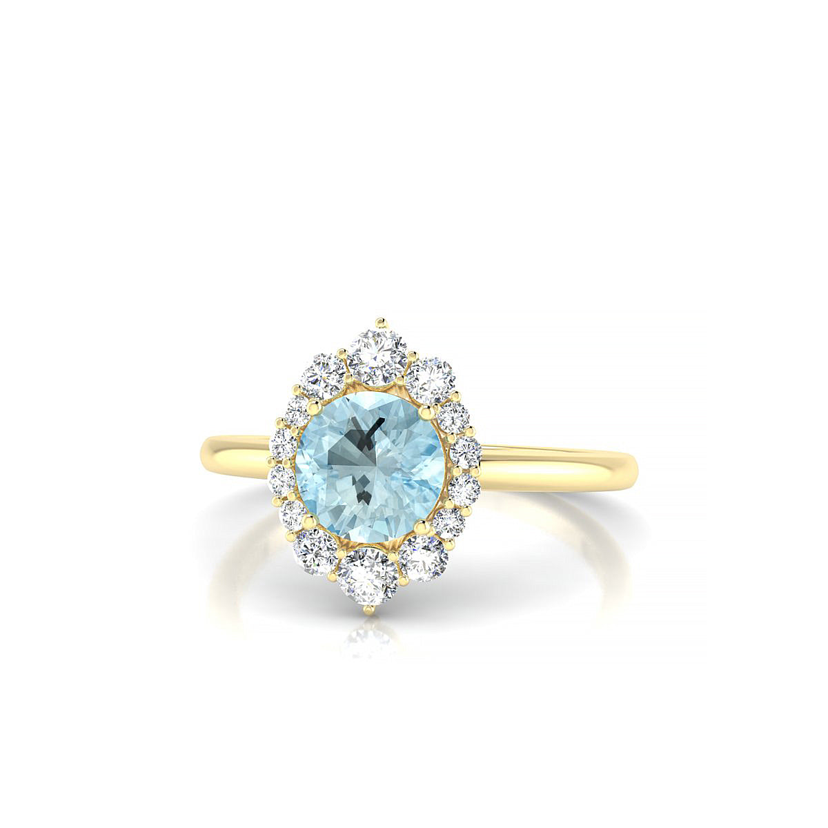 Romance | 18k Yellow Gold 6 mm Round Aquamarine Ring